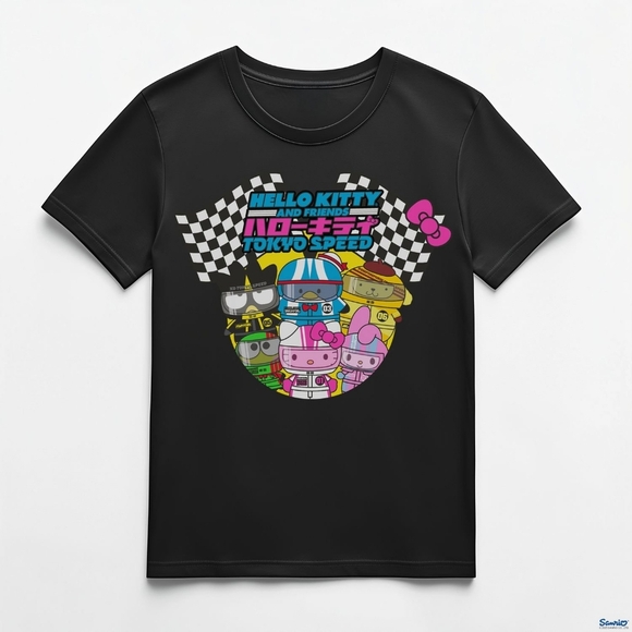 Sanrio Tops - Hello Kitty And Friends Tokyo Speed Graphic Tee Womens LG Badtz-Maru My Melody